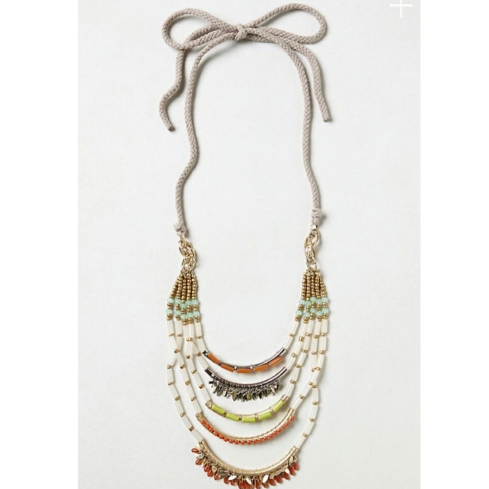 ANTHROPOLOGIE Beaded Ladder Tie Necklace